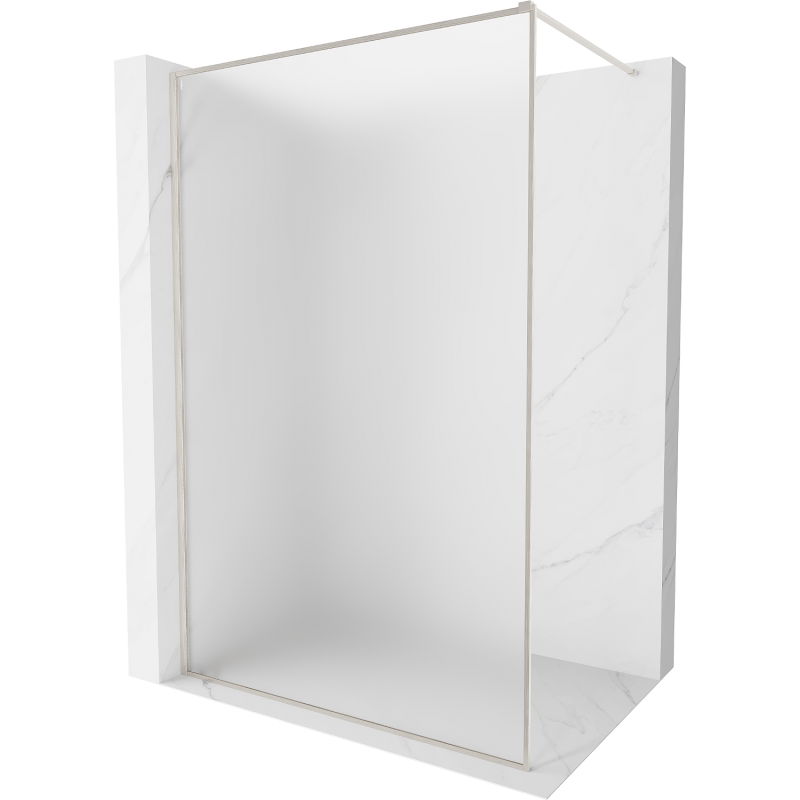 Mexen Kioto-XF dušo siena Walk-in su rėmeliu 130 x 202 cm, matinis 10 mm, šlifuotas nikelis - 800-130-104-97-30-X