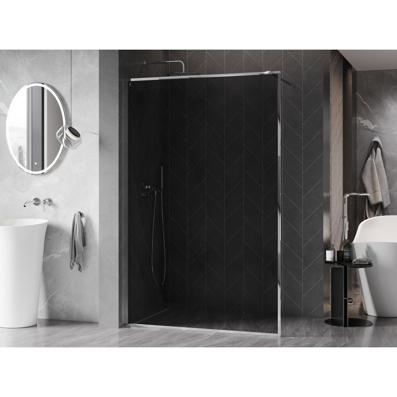 Mexen Kioto-XF dušo sienelė Walk-in su rėmu 160 x 202 cm, grafitas 10 mm, chromas - 800-160-104-01-40-X