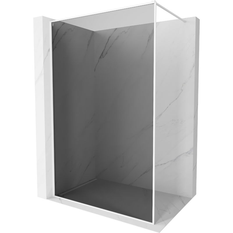 Mexen Kioto-XF dušo sienelė Walk-in su rėmu 100 x 202 cm, grafitas 10 mm, balta - 800-100-104-20-40-X