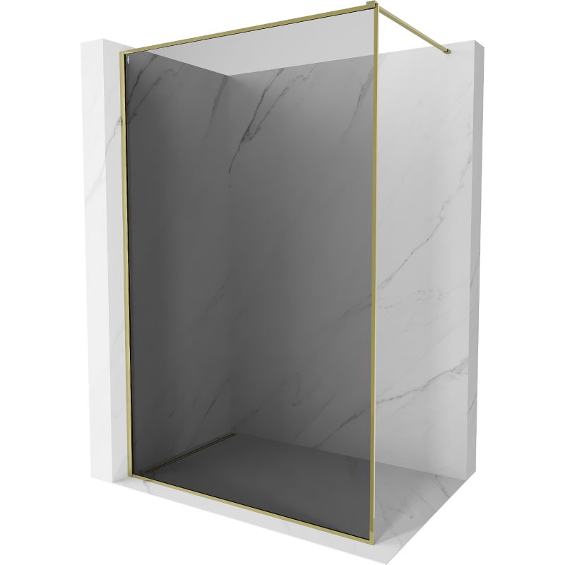 Mexen Kioto-XF dušo siena Walk-in su rėmu 140 x 202 cm, grafitas 10 mm, auksinė - 800-140-104-50-40-X