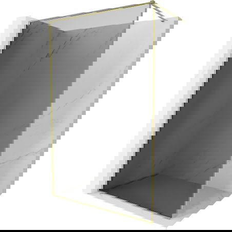 Mexen Kioto-XF dušo siena Walk-in su rėmu 140 x 202 cm, grafitas 10 mm, auksinė - 800-140-104-50-40-X