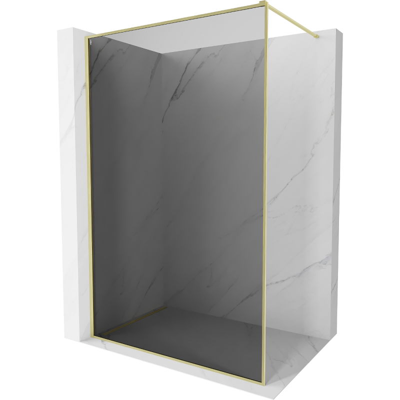 Mexen Kioto-XF dušo pertvara Walk-in su rėmu 140 x 202 cm, grafitas 10 mm, auksinė šlifuota - 800-140-104-55-40-X