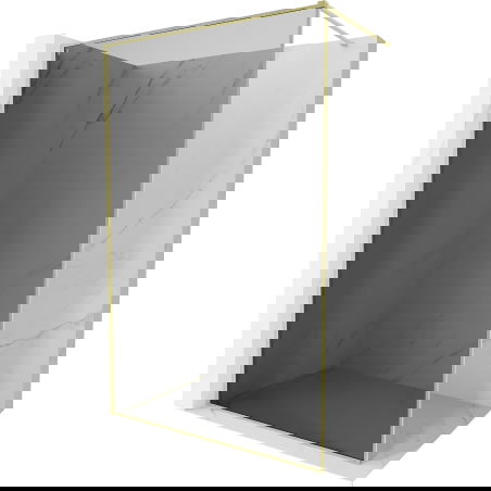 Mexen Kioto-XF dušo pertvara Walk-in su rėmu 140 x 202 cm, grafitas 10 mm, auksinė šlifuota - 800-140-104-55-40-X
