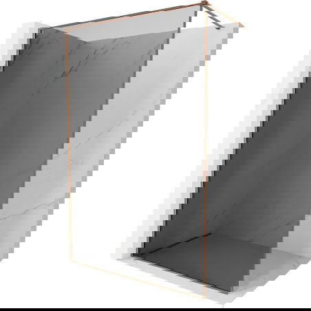 Mexen Kioto-XF dušo sieninė sienelė Walk-in su rėmeliu 100 x 202 cm, grafitas 10 mm, rožinis auksas - 800-100-104-60-40-X