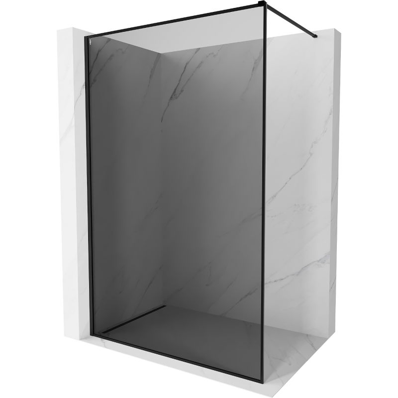 Mexen Kioto-XF dušo sienelė Walk-in su rėmeliu 140 x 202 cm, grafitas 10 mm, juoda - 800-140-104-70-40-X