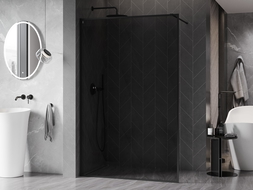 Mexen Kioto-XF dušas siena Walk-in su rėmu 140 x 202 cm, grafitas 10 mm, juoda - 800-140-104-70-40-X