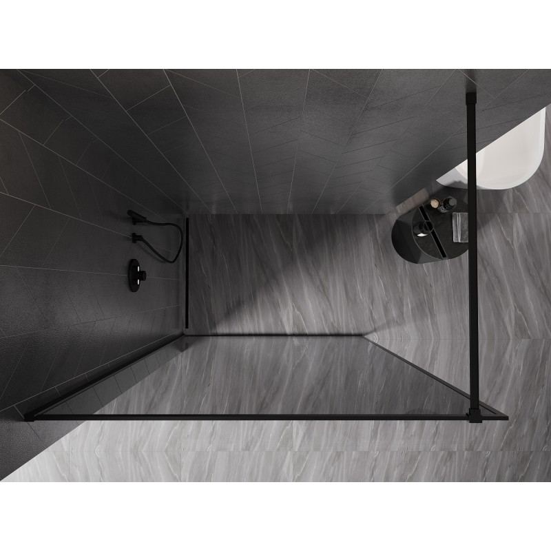Mexen Kioto-XF dušas siena Walk-in su rėmu 140 x 202 cm, grafitas 10 mm, juoda - 800-140-104-70-40-X
