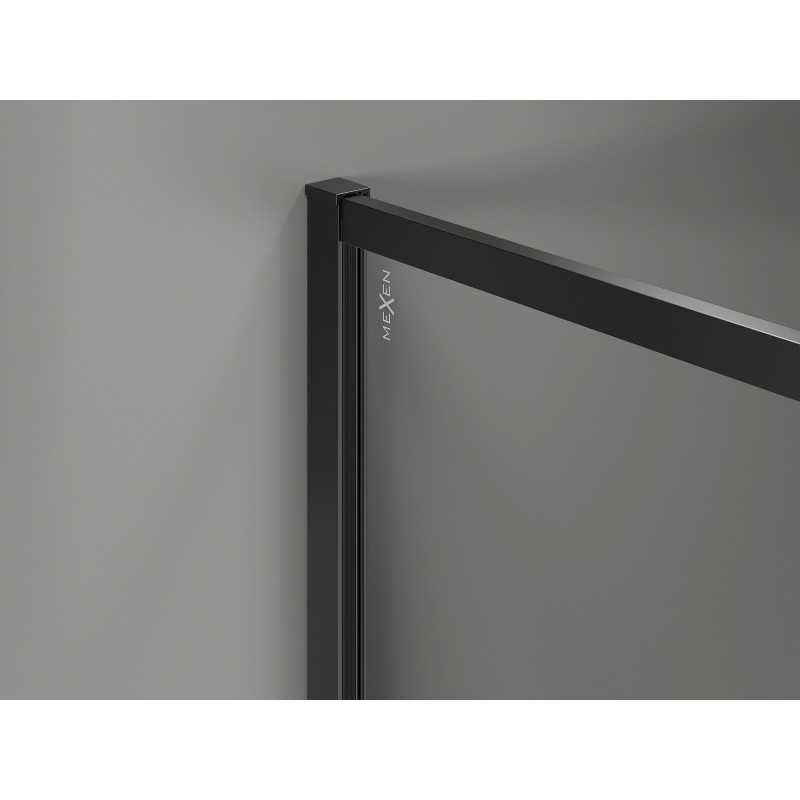 Mexen Kioto-XF dušas siena Walk-in su rėmu 140 x 202 cm, grafitas 10 mm, juoda - 800-140-104-70-40-X