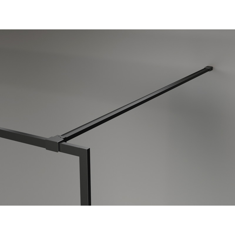 Mexen Kioto-XF dušas siena Walk-in su rėmu 140 x 202 cm, grafitas 10 mm, juoda - 800-140-104-70-40-X