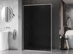 Mexen Kioto-XF dušo sienelė Walk-in su rėmu 70 x 202 cm, grafitas 10 mm, šlifuotas nikelis - 800-070-104-97-40-X