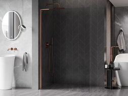 Mexen Kioto-X L dušo sienelė Walk-in 120 x 200 cm, skaidri 10 mm, šlifuotas varis - 800-120-107-65-00-X