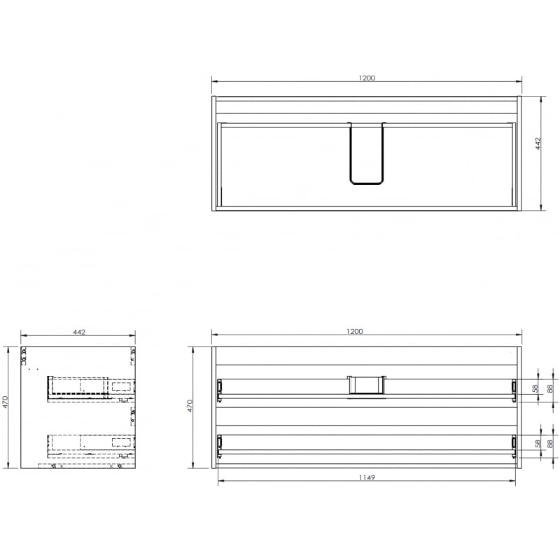 Mexen Box-A spintelės korpusas po praustuvu 120 cm, 2 stalčiai, riešutmedis - 91AX0-1200-470-2-86