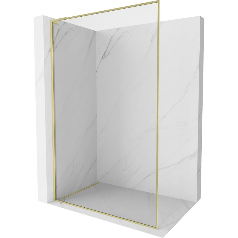 Mexen Kioto-XF L vaikščiojimo dušo siena su rėmeliu 80 x 202 cm, skaidri 10 mm, auksinė šepečiuota - 800-080-174-55-00-XF