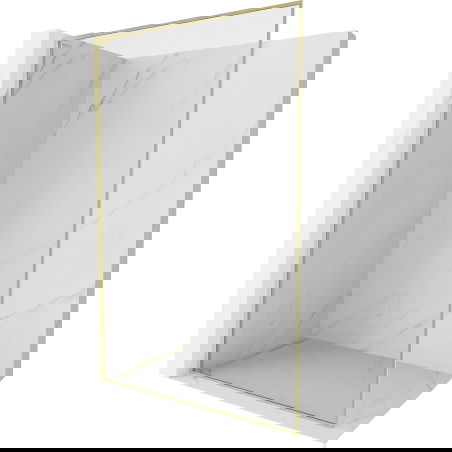 Mexen Kioto-XF L vaikščiojimo dušo siena su rėmeliu 80 x 202 cm, skaidri 10 mm, auksinė šepečiuota - 800-080-174-55-00-XF