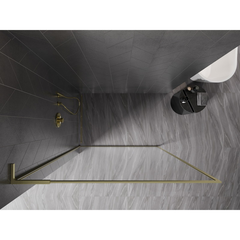Mexen Kioto-XF L dušo pertvara Walk-in su rėmu 120 x 202 cm, skaidri 10 mm, auksinė šlifuota - 800-120-174-55-00-XF