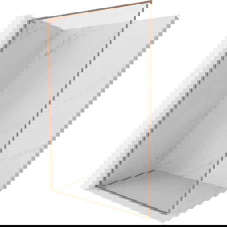 Mexen Kioto-XF L dušo pertvara Walk-in su rėmu 90 x 202 cm, skaidri 10 mm, šlifuota varinė - 800-090-174-65-00-XF