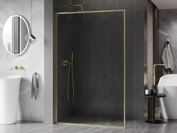 Mexen Kioto-F L Dušo siena Walk-in su rėmu 50 x 202 cm, skaidri 8 mm, auksinė šukuota - 800-050-174-55-00
