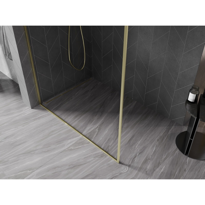 Mexen Kioto-F L dušo kabinos Walk-in su rėmeliu 105 x 202 cm, skaidri 8 mm, auksinė matuota - 800-105-174-55-00