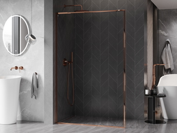 Mexen Kioto-F L Dušo sienelė Walk-in su rėmu 50 x 202 cm, skaidri 8 mm, rožinis auksas - 800-050-174-60-00