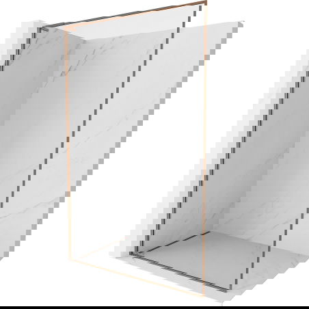 Mexen Kioto-F L prausimosi sienelė su rėmu 65 x 202 cm, skaidri 8 mm, rožinis auksas - 800-065-174-60-00