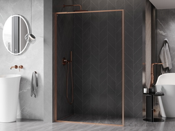 Mexen Kioto-F L dušo siena Walk-in su remeliu 100 x 202 cm, skaidri 8 mm, šepečiu valyta varis - 800-100-174-65-00