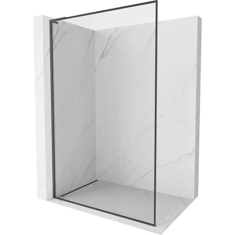 Mexen Kioto-F L dušo sienelė Walk-in su rėmu 75 x 202 cm, skaidri 8 mm, tamsiai pilka šlifuota - 800-075-174-66-00