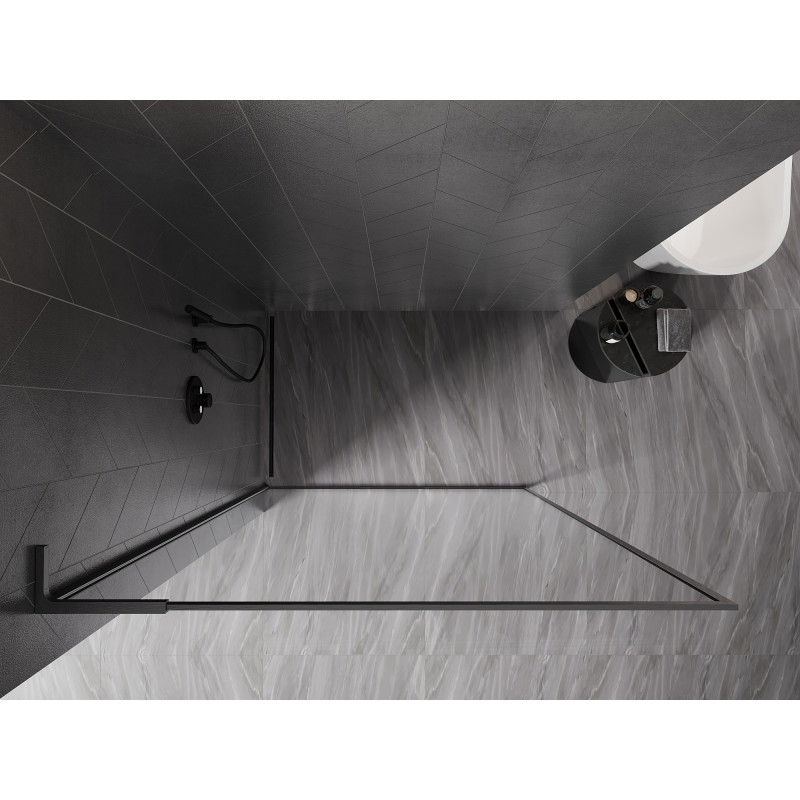 Mexen Kioto-F L Dušo pertvara Walk-in su rėmeliu 100 x 202 cm, skaidri 8 mm, šlifuota ginklo pilka - 800-100-174-66-00