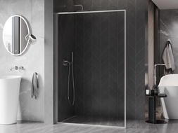 Mexen Kioto-F L dušo sienelė Walk-in su rėmu 65 x 202 cm, skaidri 8 mm, šepečiu nikelis - 800-065-174-97-00