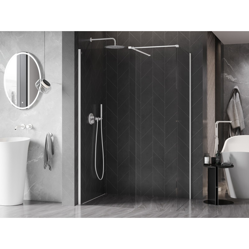 Mexen Kioto-X Dušo sienelė Walk-in 130 x 110 cm, skaidri 10 mm, balta - 800-130-202-20-00-110-X