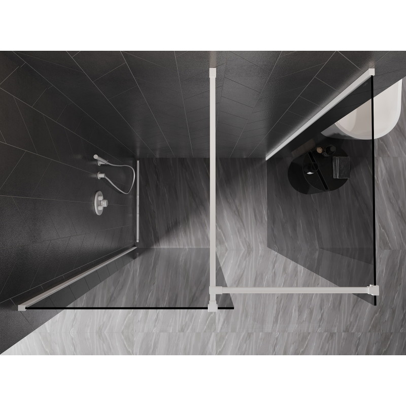 Mexen Kioto-X Dušo sienelė Walk-in 130 x 110 cm, skaidri 10 mm, balta - 800-130-202-20-00-110-X