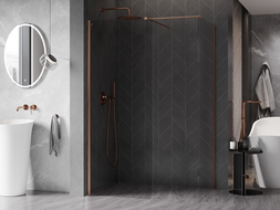 Mexen Kioto-X dušo siena Walk-in 140 x 90 cm, skaidri 10 mm, šlifuotas varis - 800-140-202-65-00-090-X