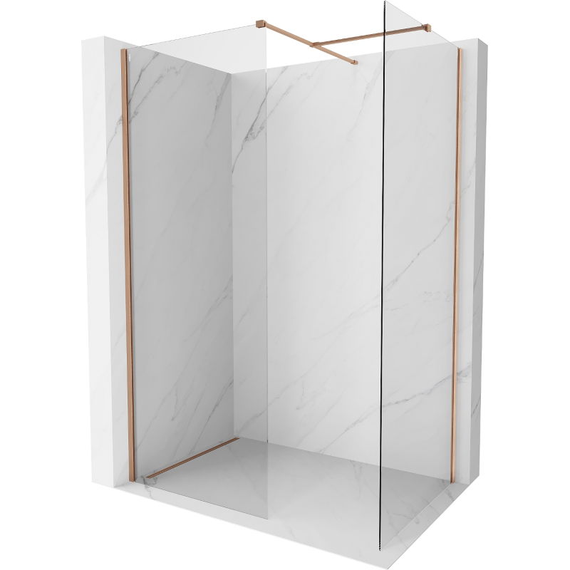 Mexen Kioto-X dušo uždanga Walk-in 100 x 100 cm, skaidri 10 mm, šepečiu valytas varis - 800-100-202-65-00-100-X