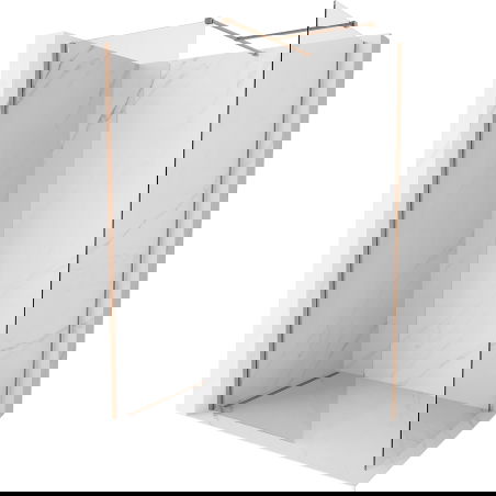 Mexen Kioto-X dušo sienelė Walk-in 120 x 120 cm, skaidri 10 mm, šepečiu poliruota varis - 800-120-202-65-00-120-X