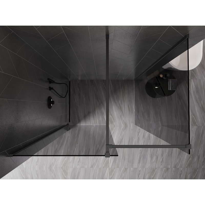 Mexen Kioto-X Dušo siena Walk-in 140 x 120 cm, permatomiška 10 mm, ginklinis metalas - 800-140-202-95-00-120-X