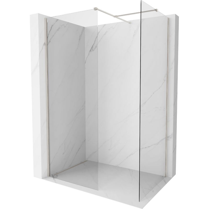Mexen Kioto-X dušo sienelė Walk-in 70 x 70 cm, permatomas 10 mm, šlifuotas nikelis - 800-070-202-97-00-070-X