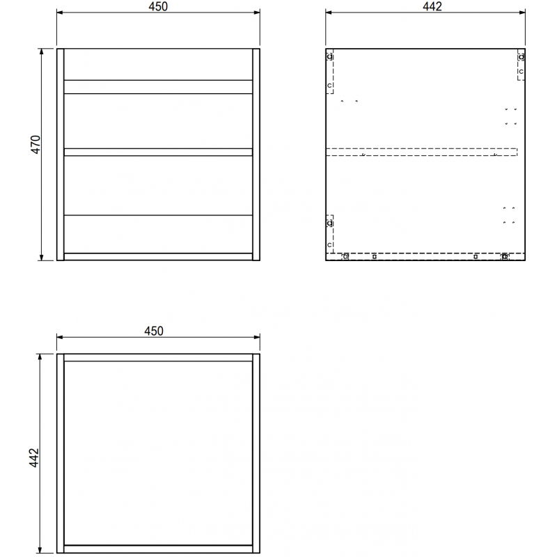 Mexen Box-A praustuvo spintelės korpusas 45 cm, pilkas matinis - 91AX1-0450-470-1-62
