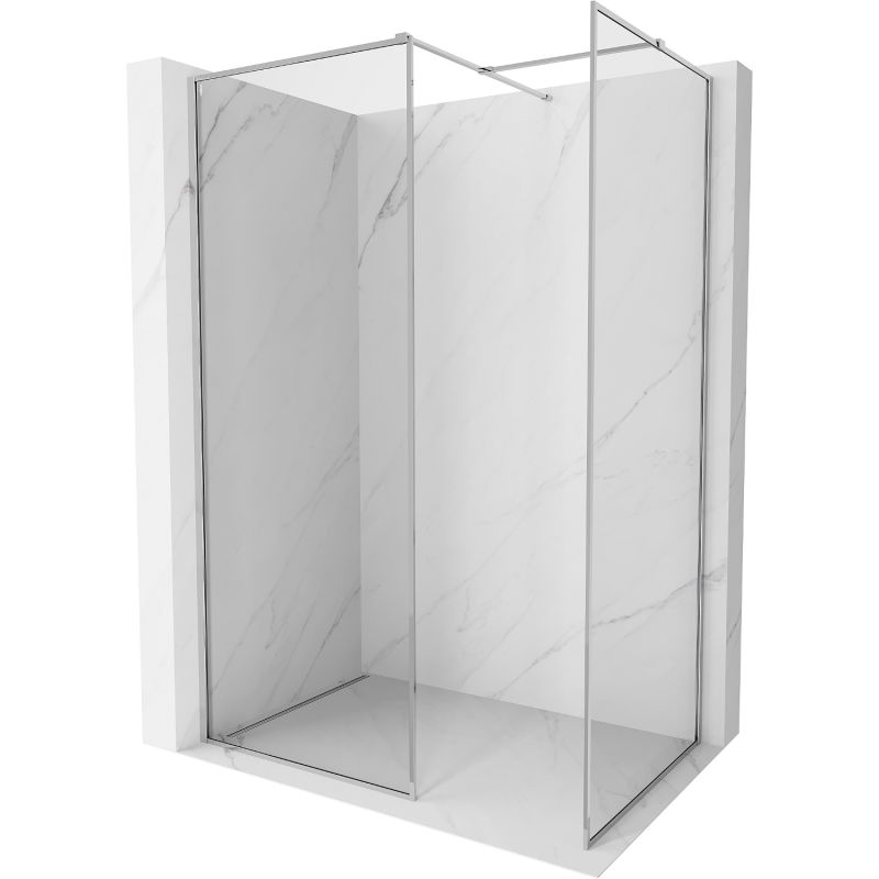Mexen Kioto-XF dušo sienelė Walk-in su rėmu 140 x 120 cm, skaidri 10 mm, chromas - 800-140-202-04-00-120-XF