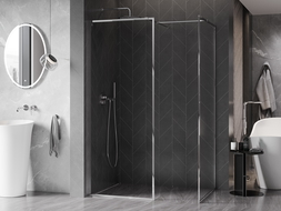 Mexen Kioto-XF dušo sienelė Walk-in su rėmu 140 x 120 cm, skaidri 10 mm, chromas - 800-140-202-04-00-120-XF