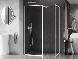 Mexen Kioto-XF dušo sienelė Walk-in su rėmu 110 x 110 cm, skaidrus 10 mm, balta - 800-110-202-04-20-110-XF