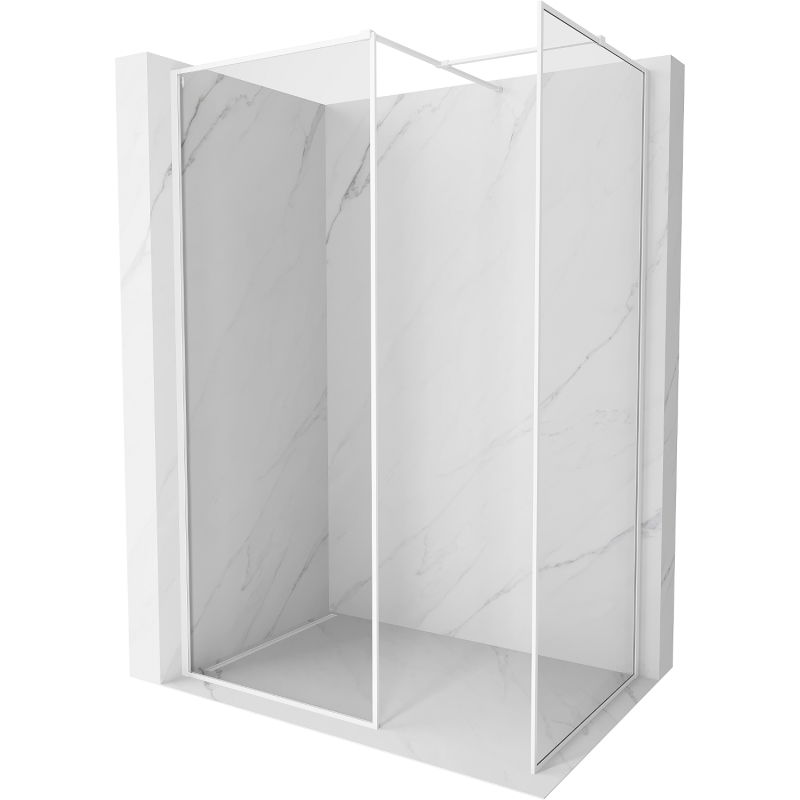 Mexen Kioto-XF dušo pertvara "Walk-in" su rėmu 140 x 120 cm, permatoma 10 mm, balta - 800-140-202-04-20-120-XF