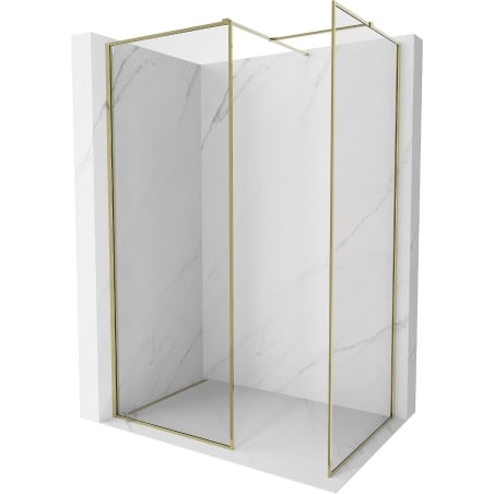 Mexen Kioto-XF dušo pertvara Walk-in su rėmu 90 x 70 cm, skaidrus 10 mm, auksinis - 800-090-202-04-50-070-XF