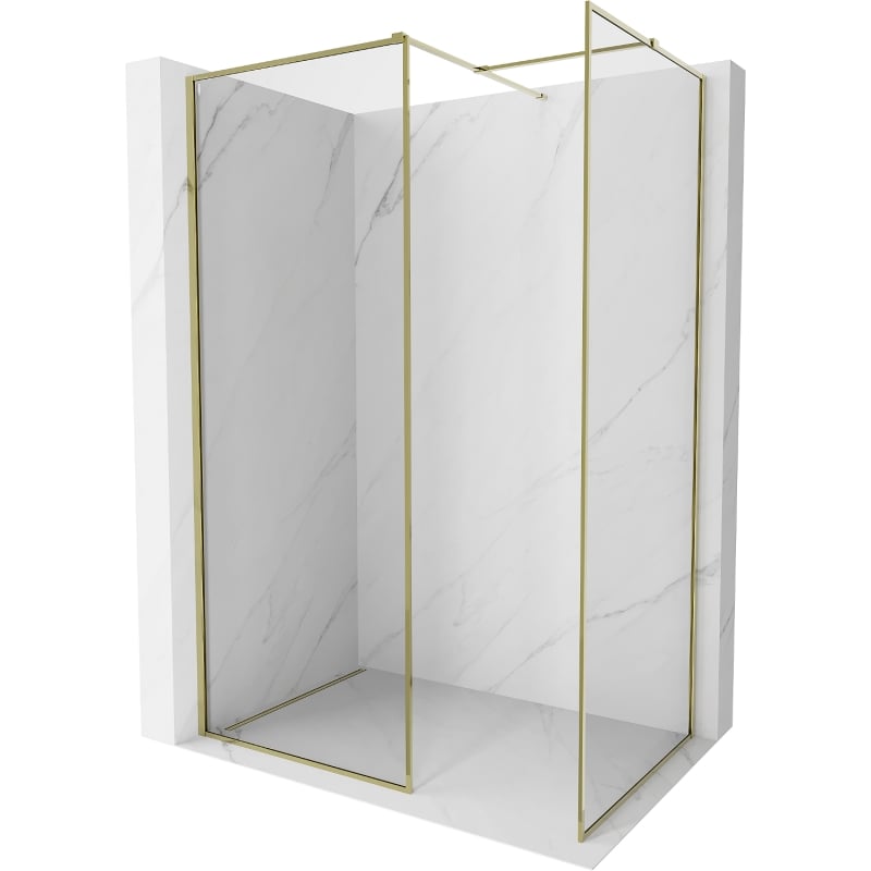 Mexen Kioto-XF dušo sienelė Walk-in su rėmu 110 x 100 cm, skaidri 10 mm, auksinė - 800-110-202-04-50-100-XF
