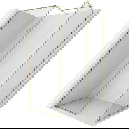 Mexen Kioto-XF dušo sienelė Walk-in su rėmu 150 x 110 cm, permatoma 10 mm, auksinė - 800-150-202-04-50-110-XF