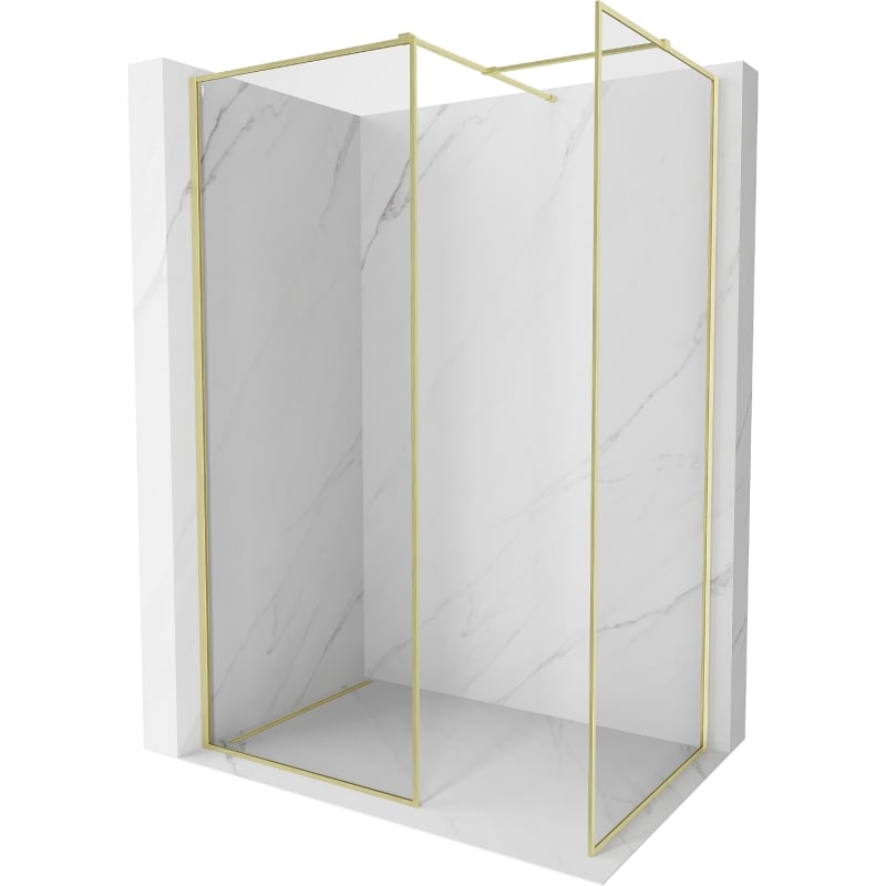 Mexen Kioto-XF dušo kabina Walk-in su 80 x 70 cm rėmu, skaidri 10 mm, auksinė šlifuota - 800-080-202-04-55-070-XF