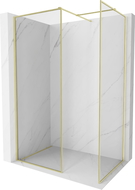 Mexen Kioto-XF dušo sienelė Walk-in su rėmeliu 130 x 70 cm, 10 mm skaidri, šlifuotas auksas - 800-130-202-04-55-070-XF
