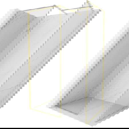 Mexen Kioto-XF dušo siena Walk-in su rėmu 100x100 cm, permatomas 10 mm, auksinė šlifuota - 800-100-202-04-55-100-XF