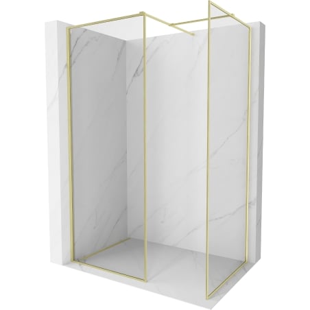 Mexen Kioto-XF dušo sienelė Walk-in su rėmu 150x120 cm, skaidrus 10 mm, šlifuotas auksas - 800-150-202-04-55-120-XF