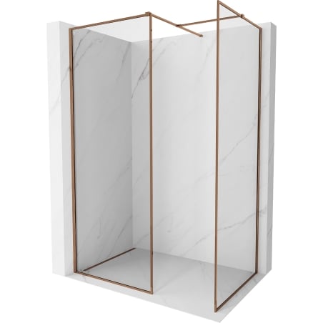 Mexen Kioto-XF dušo siena Walk-in su rėmeliu 160 x 80 cm, permatoma 10 mm, rožinis auksas - 800-160-202-04-60-080-XF