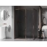 Mexen Kioto-XF dušo siena Walk-in su rėmeliu 160 x 80 cm, permatoma 10 mm, rožinis auksas - 800-160-202-04-60-080-XF