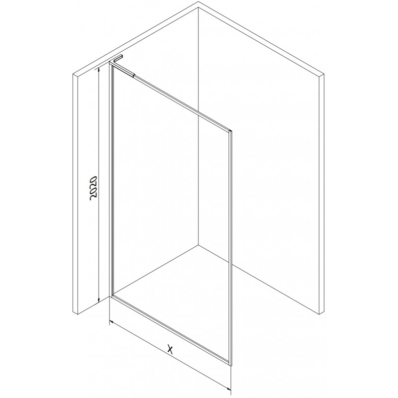 Mexen Kioto-F L dušo sienelė Walk-in su rėmu 120 x 202 cm, skaidri 8 mm, auksinė - 800-120-174-50-00
